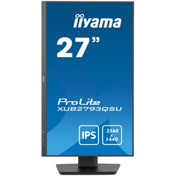 iiyama ProLite XUB2793QSU-B7 monitor, Height Adjustable, 3-side borderless, IPS, WQHD res, 100hz, HDMI, DisplayPort, Flicker free and Blue light reducer, 100 hz, USB hub thumbnail 1