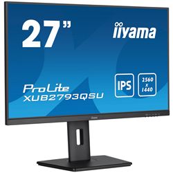 iiyama ProLite XUB2793QSU-B7 monitor, Height Adjustable, 3-side borderless, IPS, WQHD res, 100hz, HDMI, DisplayPort, Flicker free and Blue light reducer, 100 hz, USB hub thumbnail 2