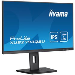 iiyama ProLite XUB2793QSU-B7 monitor, Height Adjustable, 3-side borderless, IPS, WQHD res, 100hz, HDMI, DisplayPort, Flicker free and Blue light reducer, 100 hz, USB hub thumbnail 3