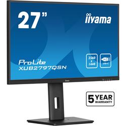 iiyama ProLite monitor XUB2797QSN-B2 27" IPS, WQHD, USB-C dock and RJ45 (LAN), Ultra Slim Bezel, HDMI, Display Port, Height Adjustable.  thumbnail 3